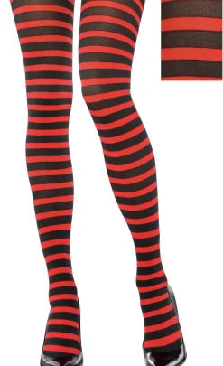 Cheap Adult Red & Black Striped Tights Tights