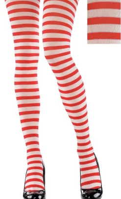 Fashion Adult Red & White Striped Tights Tights