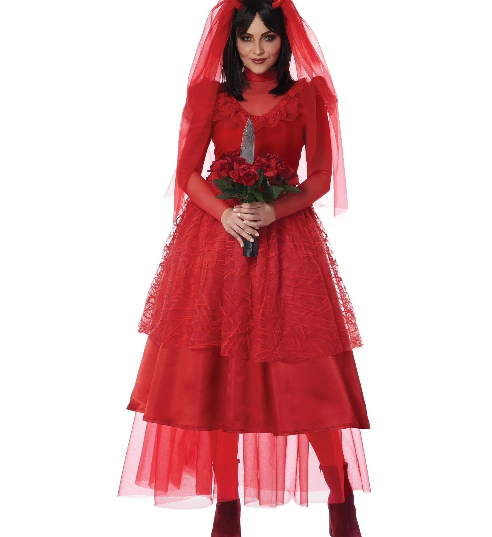Party City Adult Red Bride From Hell Costume|Women Scary