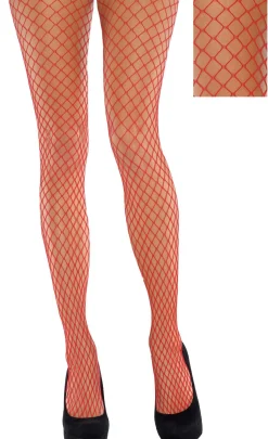 Shop Adult Red Wide Fishnet Pantyhose Tights