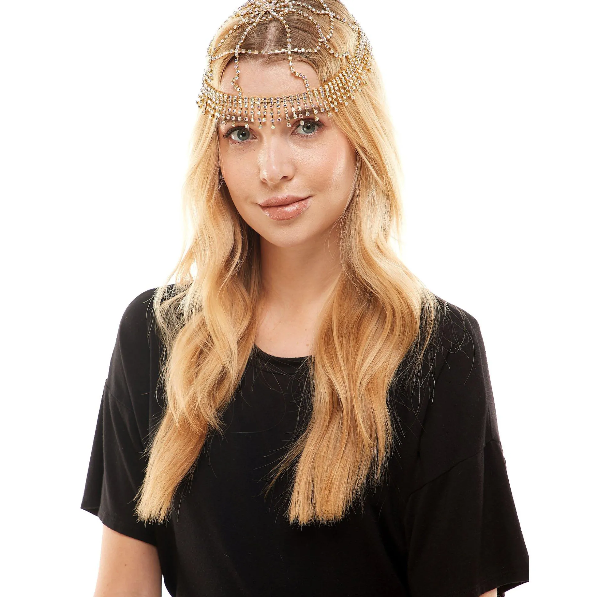 New Adult Rhinestone Flapper Head Cap Headbands, Tails