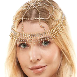 New Adult Rhinestone Flapper Head Cap Headbands, Tails