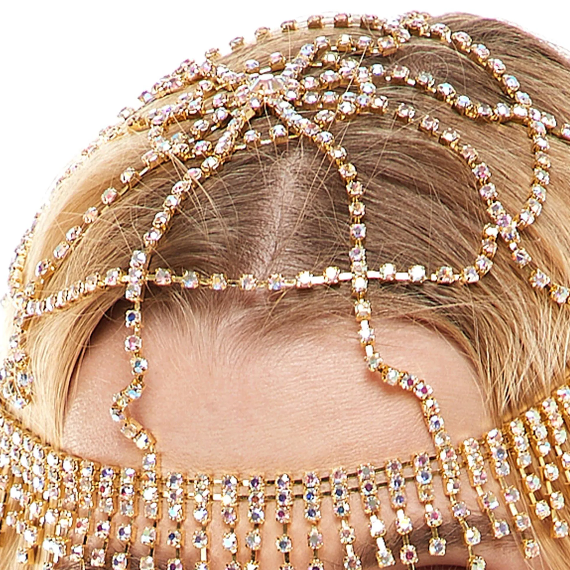 New Adult Rhinestone Flapper Head Cap Headbands, Tails