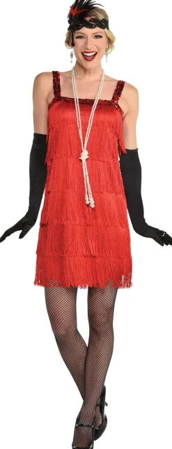 Party City Adult Ruby Red Flapper Costume|Women 1920S