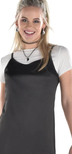 Best Adult 90S Black Slip Dress With White T-Shirt Bodywear