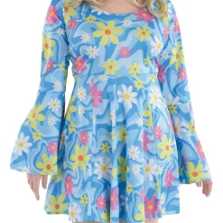 Best Sale Adult 60S Flower Print Plus Size Mini Dress Plus Size Costumes