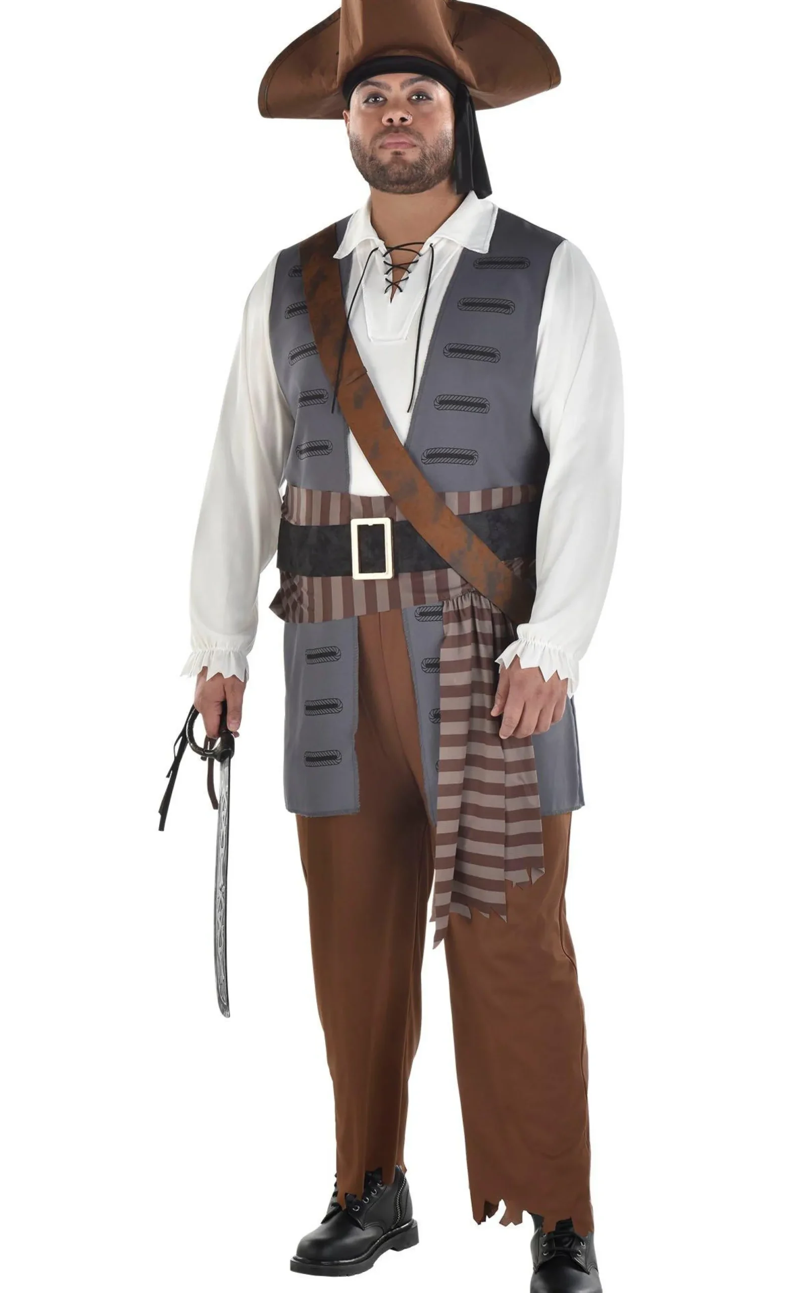 Clearance Adult Shiver Me Timbers Pirate Plus Size Costume Men Pirate