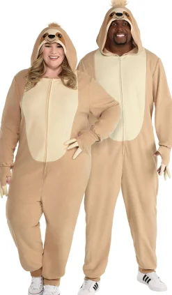 Sale Adult Sloth One Piece Zipster Costume - Plus Size Plus Size Costumes