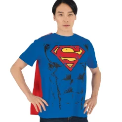 Cheap Adult Superman Costume Shirt With Cape - Dc Comics Men Superhero