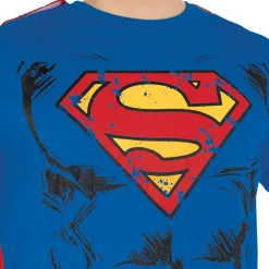 Cheap Adult Superman Costume Shirt With Cape - Dc Comics Men Superhero