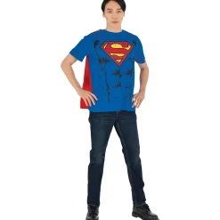 Cheap Adult Superman Costume Shirt With Cape - Dc Comics Men Superhero