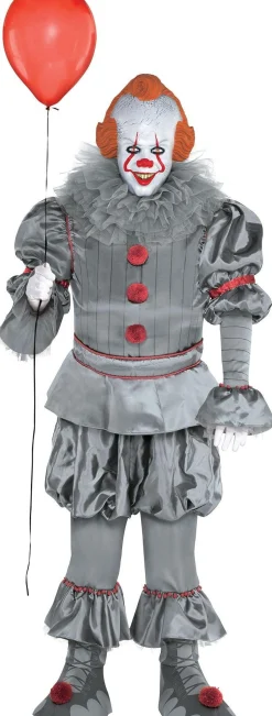 Hot Adult Tattered Pennywise Costume Plus Size - It Chapter Two Men Scary