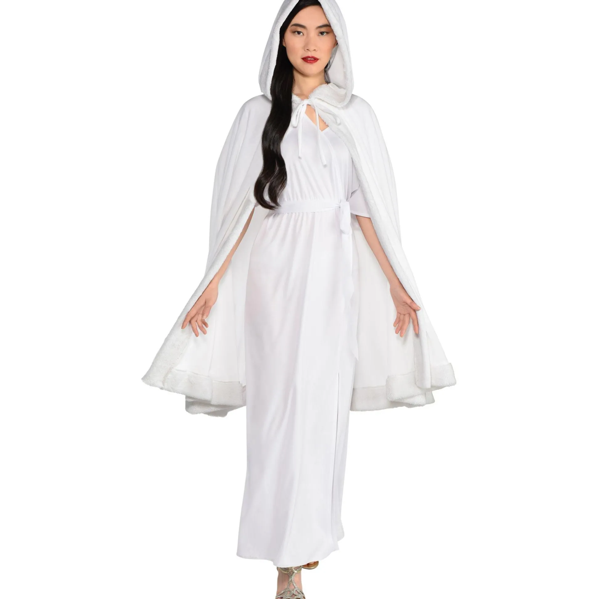 Best Sale Adult White Fur Trim Cloak Capes, Robes