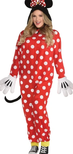 Outlet Adult Zipster Red Polka Dot Minnie Mouse One Piece Costume Plus Size - Disney Plus Size Costumes