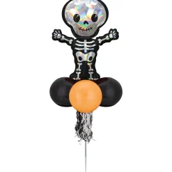 Party City Air-Filled Iridescent Skeleton Foil & Latex Balloon Yard Sign, 64In| Yard Stakes & Signs