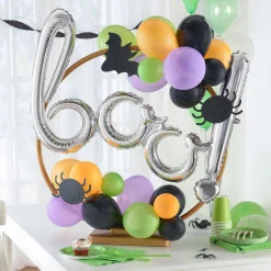 Party City Air-Filled Orange, Black, Green & Purple Boo Halloween Tabletop Or Hangable Balloon Hoop Kit| Balloons