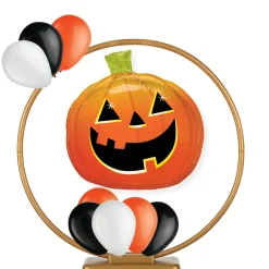 Party City Air-Filled Smiley Jack-O'-Lantern Halloween Tabletop Or Hangable Balloon Hoop Kit| Balloons