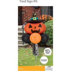 Party City Air-Filled Witchy Pumpkin Halloween Balloon Yard Sign, 67In| Balloons