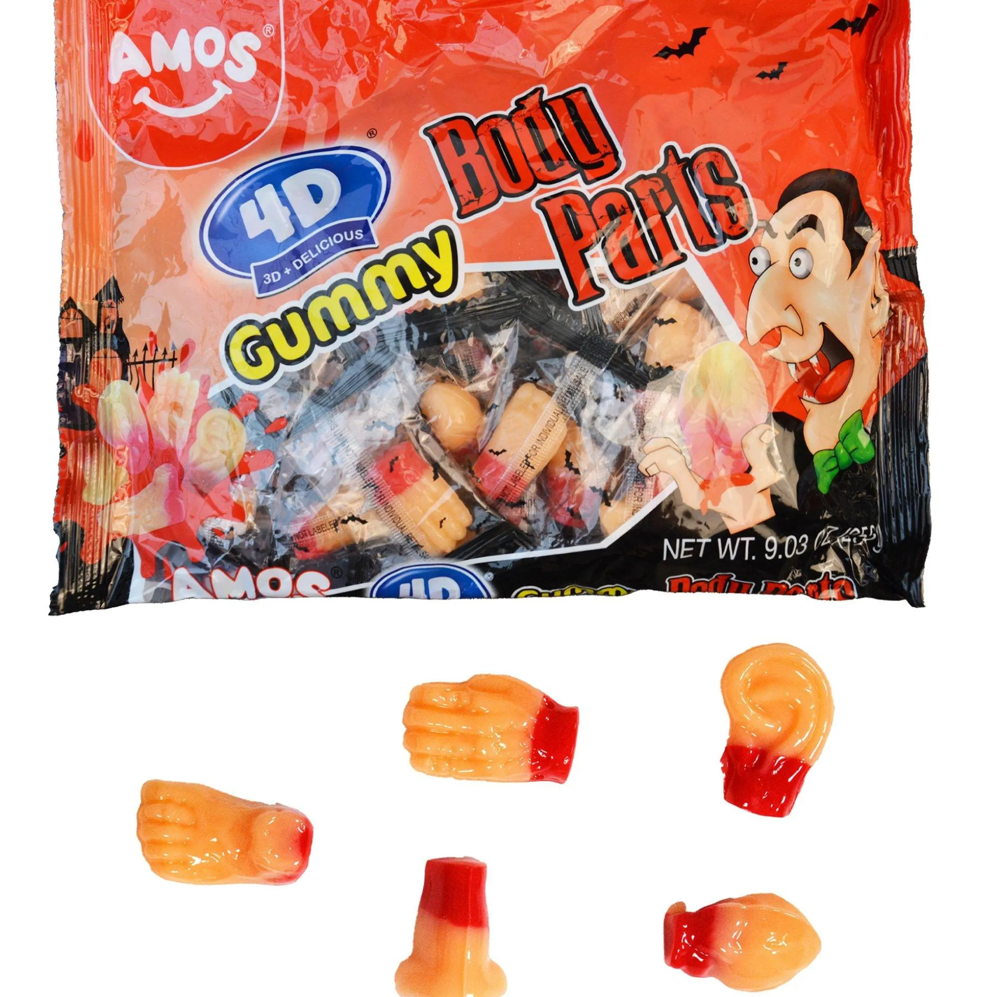 Outlet Amos 4D Gummy Body Parts, 9.03Oz - Halloween Candy Bulk Candy