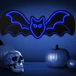 Party City Animated Bat Neon Light Plastic Sign, 24In X 8.7In| Strobe Lights & Black Lights