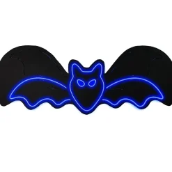 Party City Animated Bat Neon Light Plastic Sign, 24In X 8.7In| Home Décor