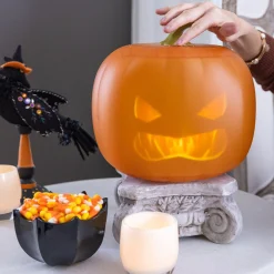 Party City Animated Light-Up Talking Jabberin' Jack Pumpkin Decoration, 9In X 11In| Table Décor & Centerpieces