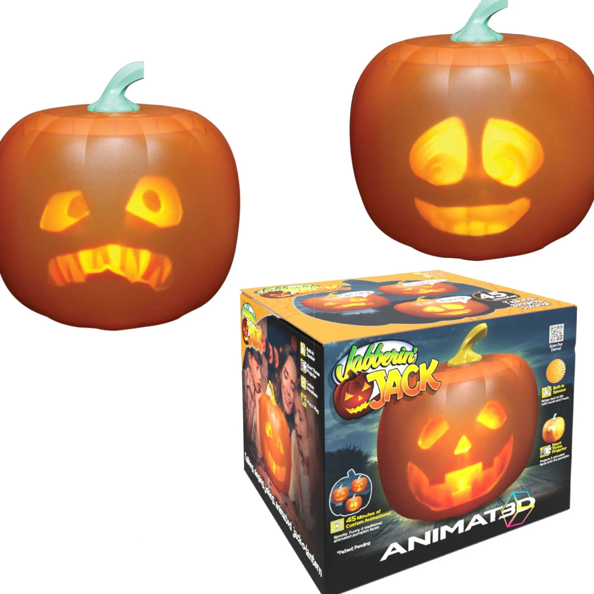 Party City Animated Light-Up Talking Jabberin' Jack Pumpkin Decoration, 9In X 11In| Home Décor