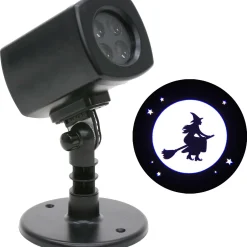 Party City Animated Witch Over Moon Motion Projector, 4In X 7In| Strobe Lights & Black Lights