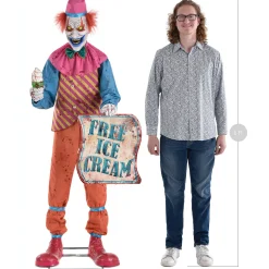 Party City Animatronic Light Up Talking Neon Ice Cream Clown, 6Ft| Animatronics