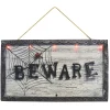 Party City Animatronic Light-Up Beware Plastic & Metal Sign, 18.5In X 10.6In - Halloween Decoration| Home Décor