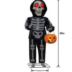Party City Animatronic Light-Up Talking Ghost & Skeleton Trick-Or-Treaters Decoration, 21In X 36In| Animatronics
