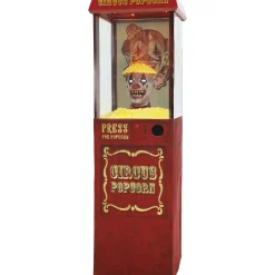 Party City Animatronic Light-Up Talking Circus Popcorn Pop-Out Clown, 5.6Ft - Halloween Decoration| Animatronics