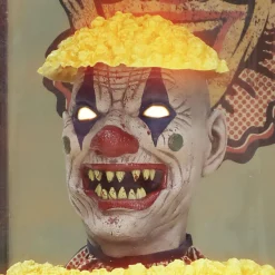 Party City Animatronic Light-Up Talking Circus Popcorn Pop-Out Clown, 5.6Ft - Halloween Decoration| Animatronics