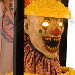 Party City Animatronic Light-Up Talking Circus Popcorn Pop-Out Clown, 5.6Ft - Halloween Decoration| Animatronics