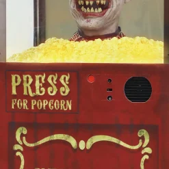 Party City Animatronic Light-Up Talking Circus Popcorn Pop-Out Clown, 5.6Ft - Halloween Decoration| Animatronics