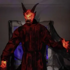 Party City Animatronic Light-Up Talking Lava Demon Decoration With Fog Effect, 7.5Ft| Animatronics