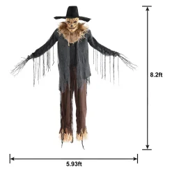 Party City Animatronic Light-Up Talking Dropdown Scarecrow Decoration, 8.2Ft| Animatronics