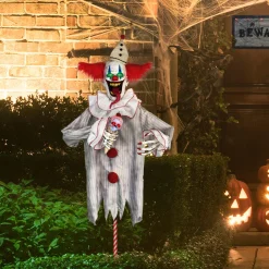 Party City Animatronic Light-Up Talking Ice Scream Clown Yard Stake, 7.5Ft - Halloween Decoration| Animatronics