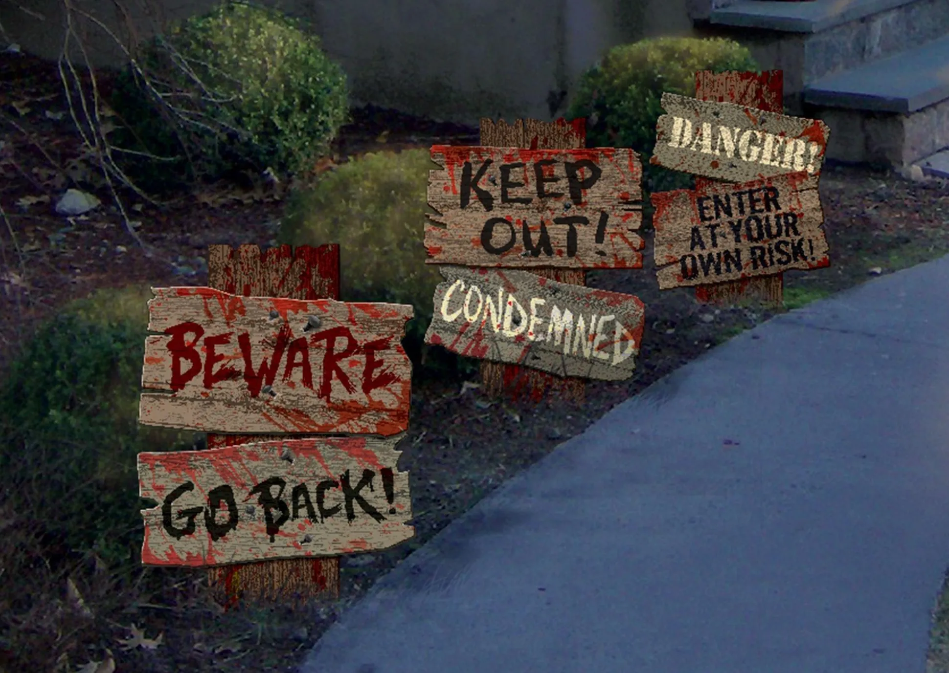 Party City Beware Sign Yard Stakes 3Ct| Yard Stakes & Signs