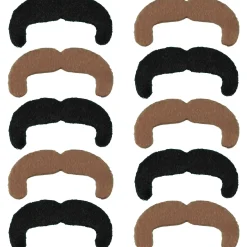 Online Black & Blond 70S Moustaches 10Ct Facial Hair