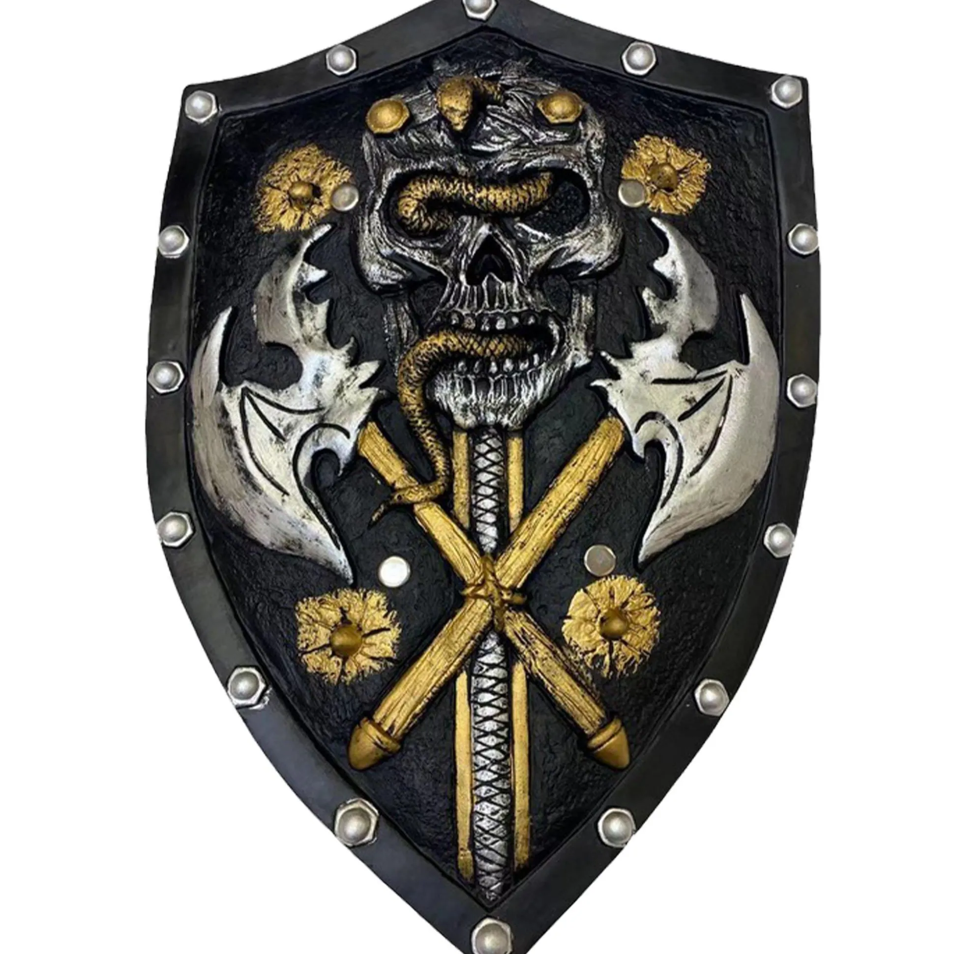 Party City Black & Gold Dark Warrior Shield, 13In X 19In - High-Density Foam Prop| Weapons