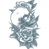 Sale Black & Gray-Style Skull & Roses Temporary Tattoo, 4In X 10In Makeup