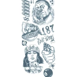 Cheap Black & Gray-Style Thug Temporary Tattoos, 12Pc Makeup
