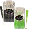 Flash Sale Black & Kiwi Green Team Colors Rock Candy Sticks, 36Ct - Cherry & Green Apple Candy Buffet By Color