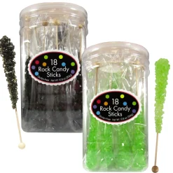 Flash Sale Black & Kiwi Green Team Colors Rock Candy Sticks, 36Ct - Cherry & Green Apple Candy Buffet By Color