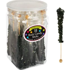 Flash Sale Black & Kiwi Green Team Colors Rock Candy Sticks, 36Ct - Cherry & Green Apple Candy Buffet By Color