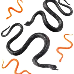 Party City Black & Orange Plastic Snakes, 24Ct| Favors & Favor Bags