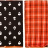 Party City Black & Orange Skulls & Plaid Fabric Kitchen Towels, 18In X 28In, 2Ct| Home Décor