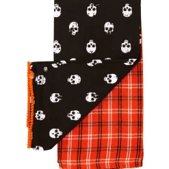 Party City Black & Orange Skulls & Plaid Fabric Kitchen Towels, 18In X 28In, 2Ct| Home Décor