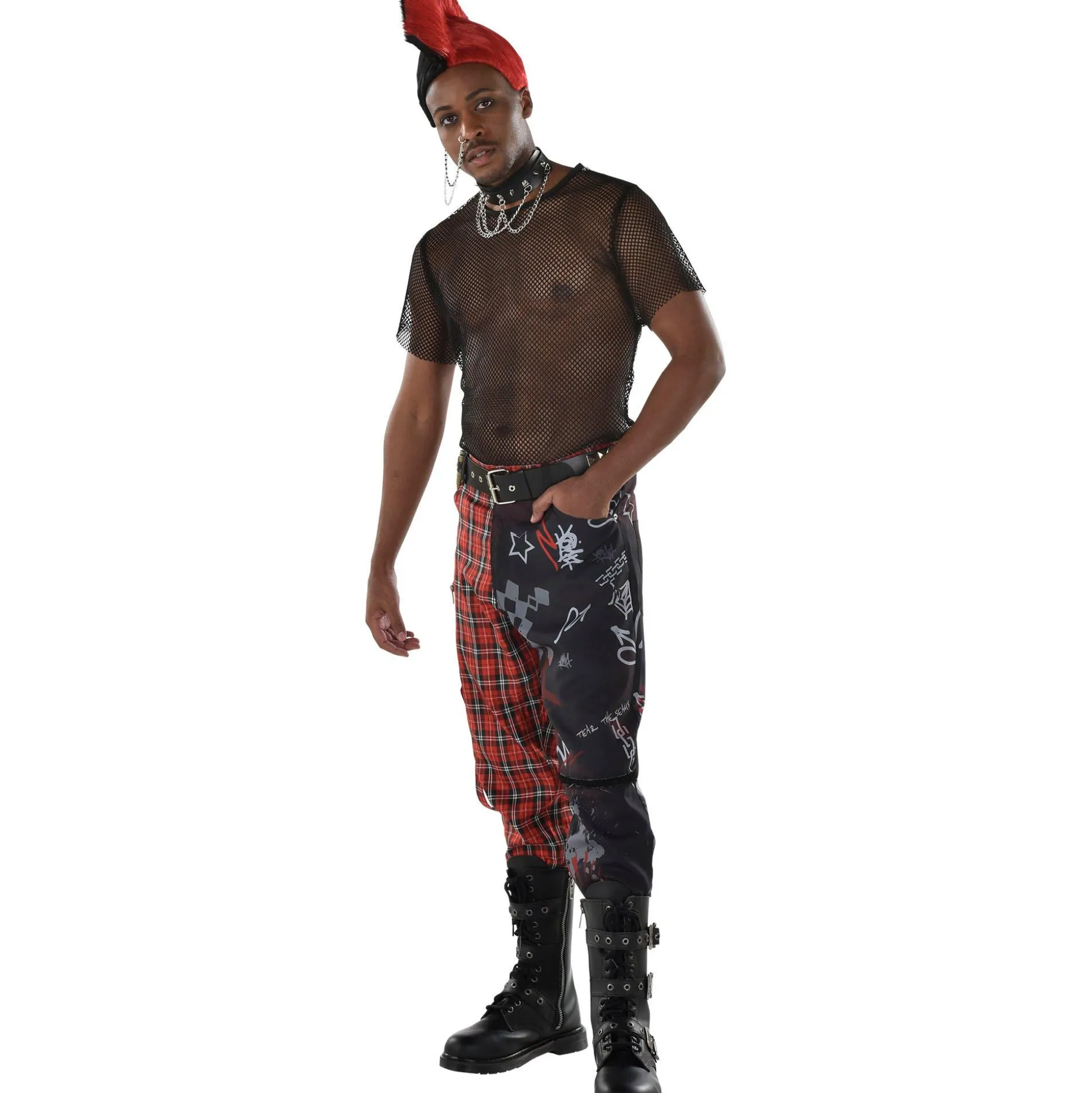 Flash Sale Black & Red Mohawk Wig Wigs